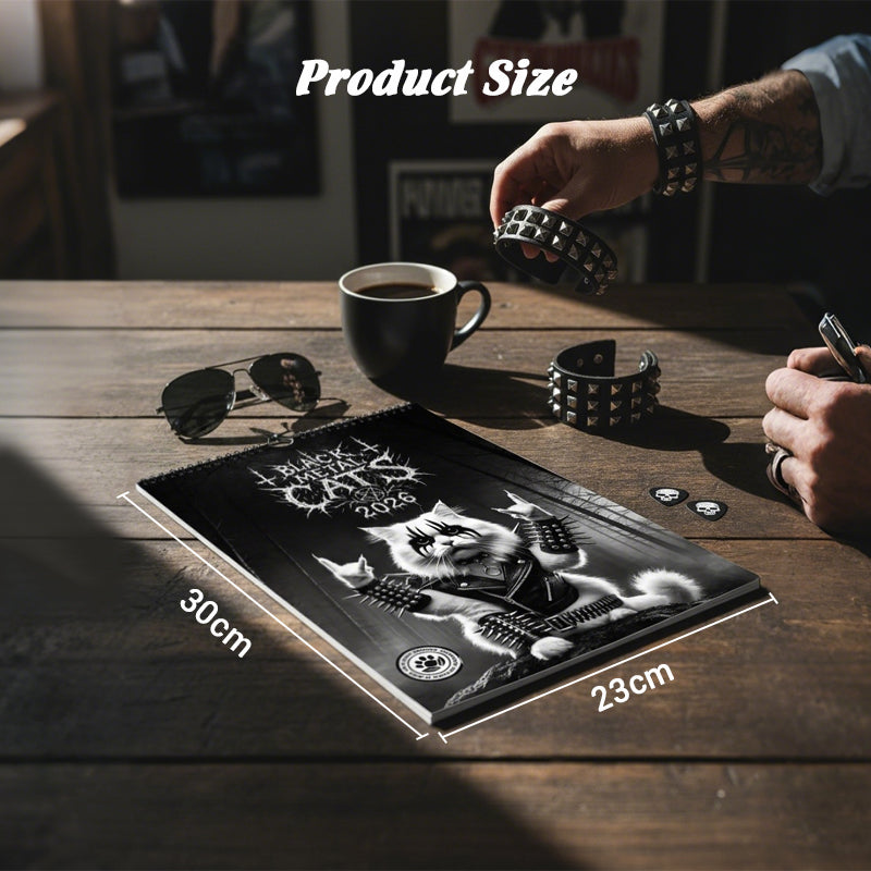 Black Metal Cat Calendar 2026