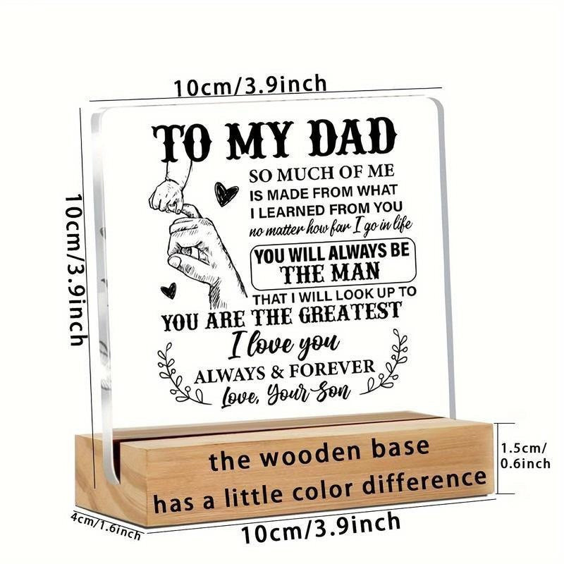 Heartfelt "To My Dad" Acrylic Plaque with Wooden Stand