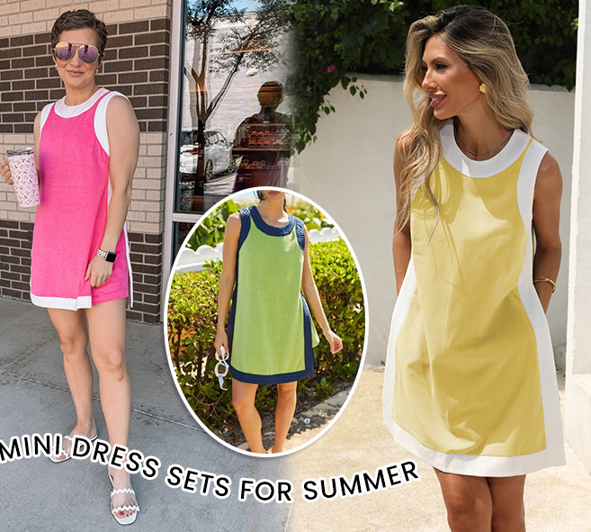 Women's Casual Color Block Sleeveless Tops Matching Shorts