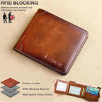 Minimalist RFID Blocking Leather Wallet for Men – Ultra-Thin, Genuine Top-Layer Cowhide, Short Design for Everyday Carry