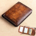 Minimalist RFID Blocking Leather Wallet for Men – Ultra-Thin, Genuine Top-Layer Cowhide, Short Design for Everyday Carry