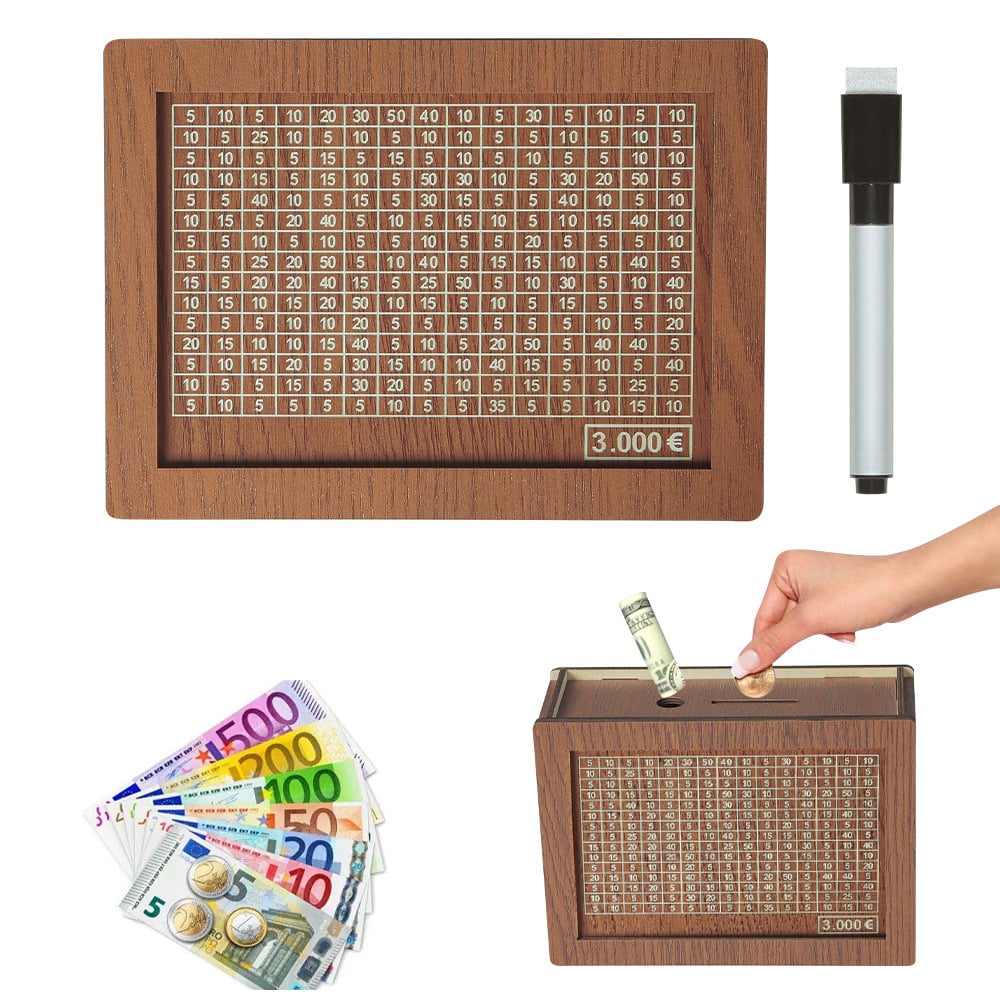 🔥Retro Style Wooden Money Box with Counter Piggy Bank Handmade Saving Money Goal Piggy Bank