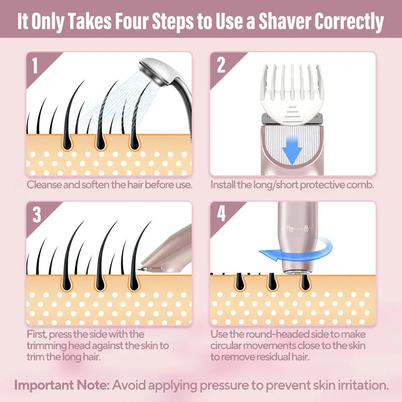 💜Bikini Trimmer for Women, Electric Shaver and Razor Rechargess Trimming eable 2-in-1, IPX7 Waterproof