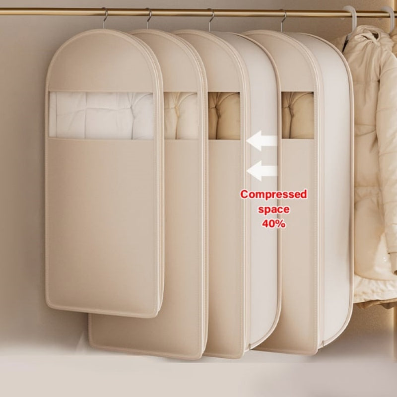 Space Saving Hanging Garment Bag with Self Compression Zipper