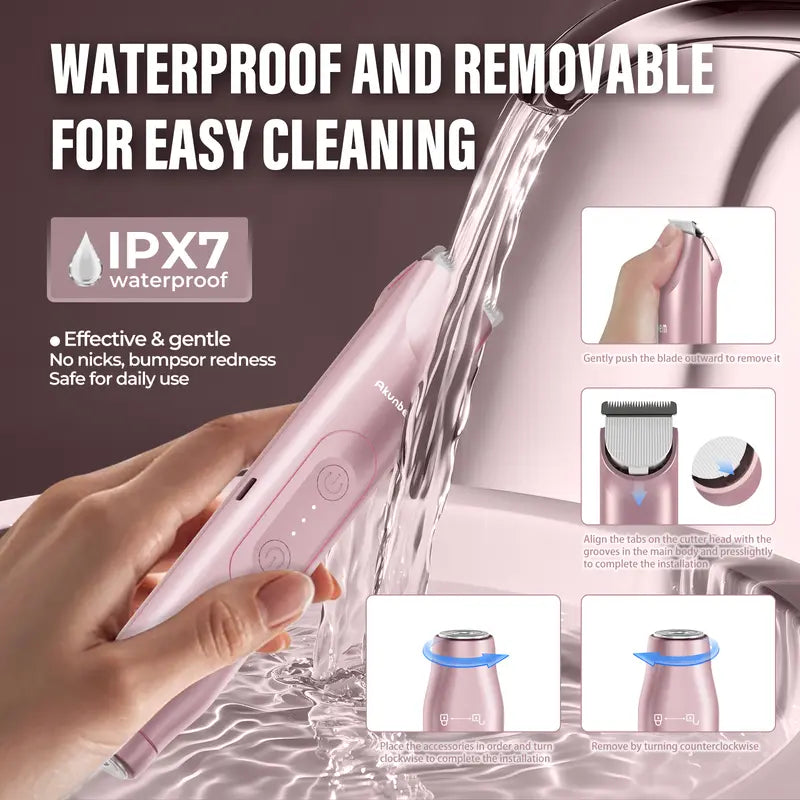 💜Bikini Trimmer for Women, Electric Shaver and Razor Rechargess Trimming eable 2-in-1, IPX7 Waterproof