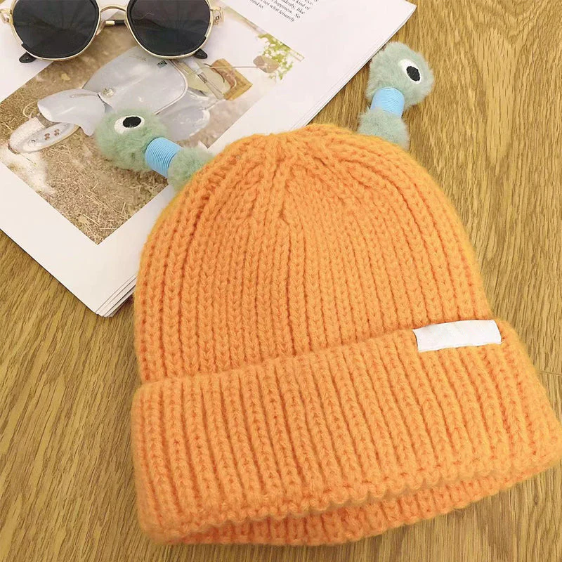 Winter Parent-Child Cute Glowing Little Monster Knitted Hat