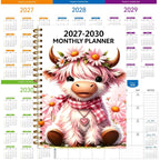 🐮 2026–2030 Monthly Planner ✨ Cute Highland Cow 5-Year Calendar | Large Monthly Blocks for Long-Term Planning