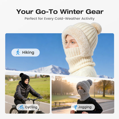 Women's Winter One-Piece Knitted Beanie Scarf Mask