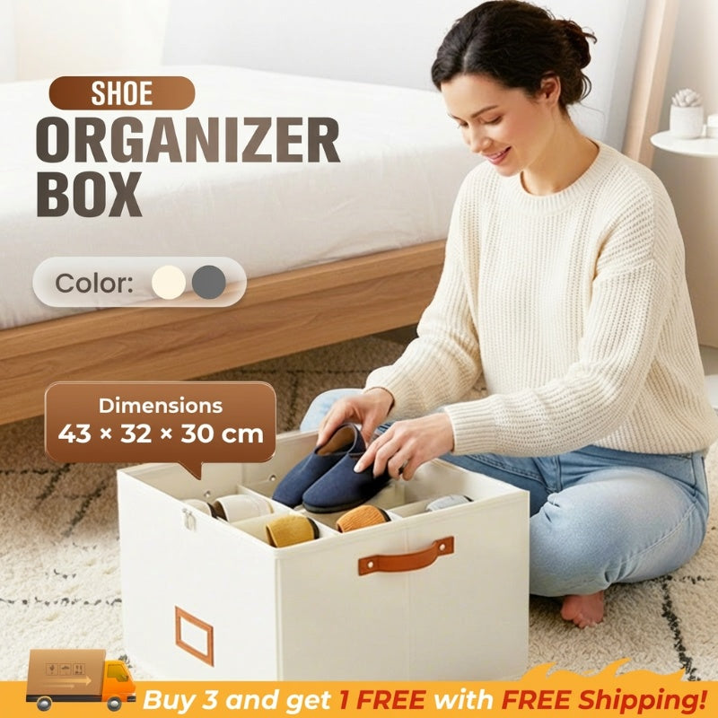 👟 Fabric Shoe Organizer Storage Box – Foldable Design, Large Capacity, Dustproof & Breathable, Space-Saving for Closet & Bedroom 🧺