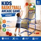 🏀🎯Kids‘ Indoor Basketball Arcade Game – Auto ball return, sturdy & safe. 4 balls + pump included. Quick setup, endless fun! 🧒💨