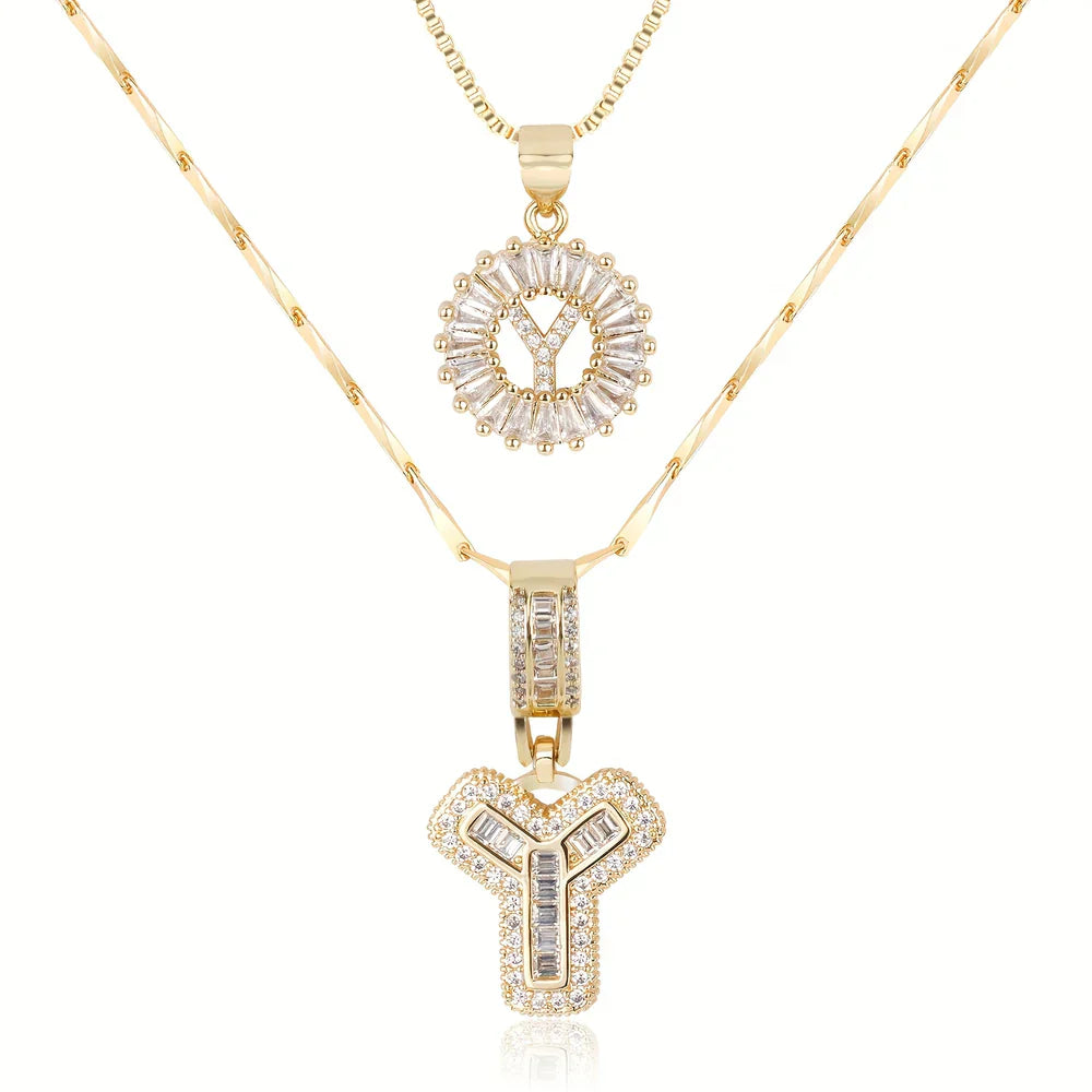 💖2 Pack - Initial Letter Pendant Necklaces