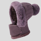 Knitted Warm Fuzzy Hat with Mask