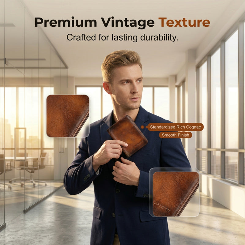 Minimalist RFID Blocking Leather Wallet for Men – Ultra-Thin, Genuine Top-Layer Cowhide, Short Design for Everyday Carry