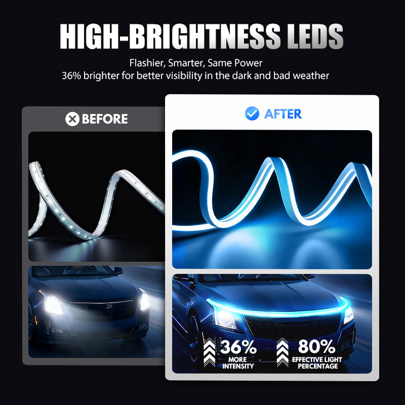 🔥【Dynamic Scan HoodBeam Kit】Light Up Your Hood With Hypnotic Smooth Scanning Effects! ✨🚗