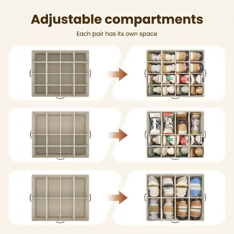 👟 Fabric Shoe Organizer Storage Box – Foldable Design, Large Capacity, Dustproof & Breathable, Space-Saving for Closet & Bedroom 🧺