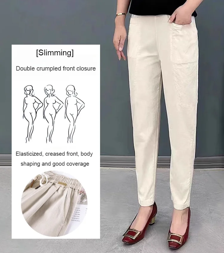 🔥Good Gift-Women's Elastic Waist Cotton Trousers