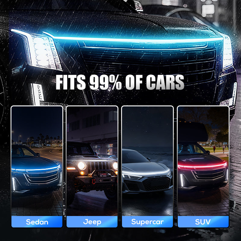 🔥【Dynamic Scan HoodBeam Kit】Light Up Your Hood With Hypnotic Smooth Scanning Effects! ✨🚗