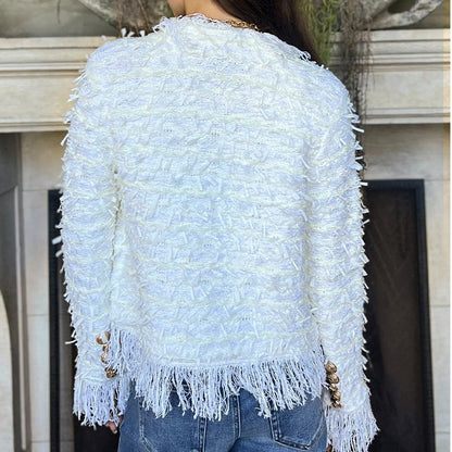 Women’s Fashion Button Tassel Short Coat 💼 – Tassel & Button Elegance, Suitable for Office & Casual Events 👠