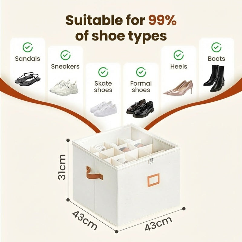 👟 Fabric Shoe Organizer Storage Box – Foldable Design, Large Capacity, Dustproof & Breathable, Space-Saving for Closet & Bedroom 🧺