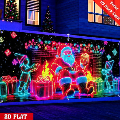 🎇🚪UV Activated Christmas Garage Door Cover Banner, Glows in Dark🔥🎉