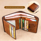 Minimalist RFID Blocking Leather Wallet for Men – Ultra-Thin, Genuine Top-Layer Cowhide, Short Design for Everyday Carry
