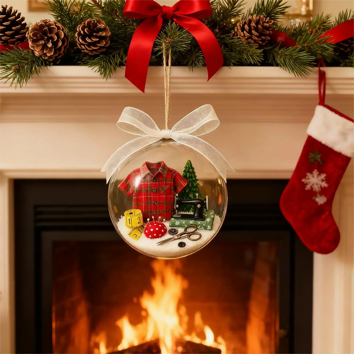 🎄  Holiday Sewing Snow Globe -DIY Craft Ornament with Glitter & Mini Figures, Festive Decor for Tree or Gift 🧵📦