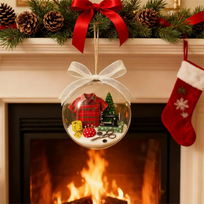 🎄  Holiday Sewing Snow Globe -DIY Craft Ornament with Glitter & Mini Figures, Festive Decor for Tree or Gift 🧵📦