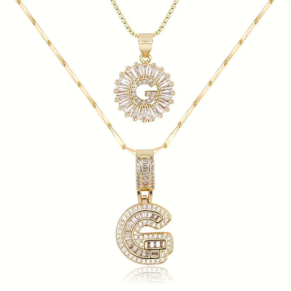 💖2 Pack - Initial Letter Pendant Necklaces