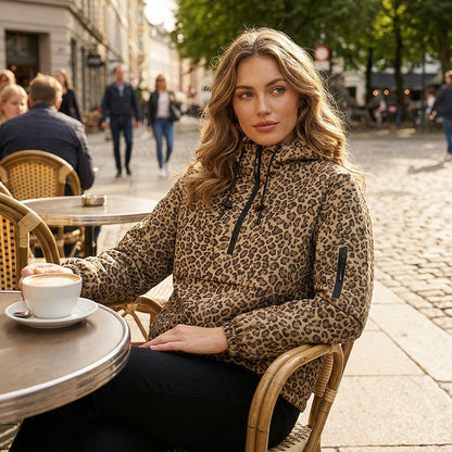 Leopard Print Hooded Pullover with Kangaroo Pocket