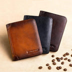 Minimalist RFID Blocking Leather Wallet for Men – Ultra-Thin, Genuine Top-Layer Cowhide, Short Design for Everyday Carry