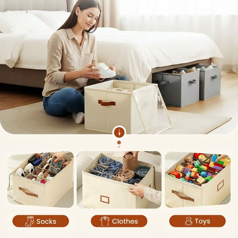 👟 Fabric Shoe Organizer Storage Box – Foldable Design, Large Capacity, Dustproof & Breathable, Space-Saving for Closet & Bedroom 🧺