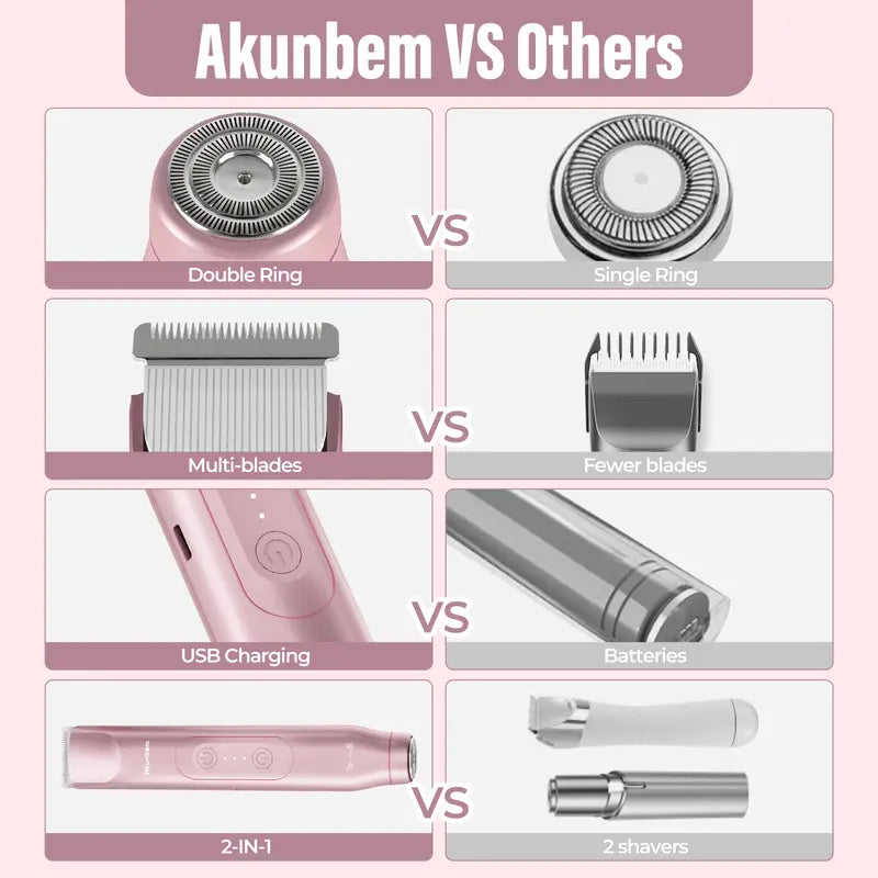 💜Bikini Trimmer for Women, Electric Shaver and Razor Rechargess Trimming eable 2-in-1, IPX7 Waterproof
