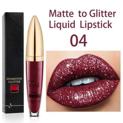 Flash Sale：Buy 1 Get 1 Free!⚡Diamond Lip Gloss Matte To Glitter Liquid Lipstick Waterproof