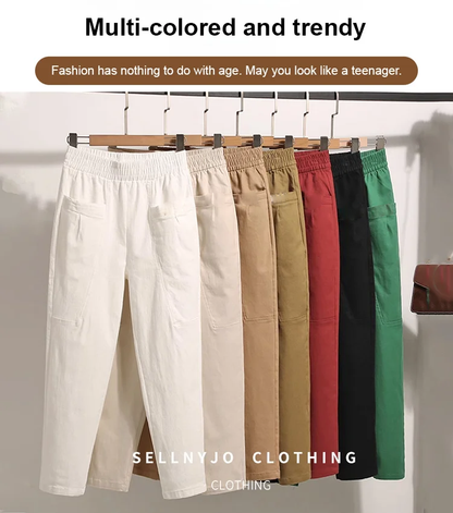 🔥Good Gift-Women's Elastic Waist Cotton Trousers