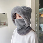 Knitted Warm Fuzzy Hat with Mask