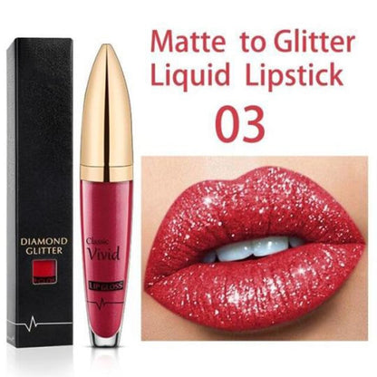 Flash Sale：Buy 1 Get 1 Free!⚡Diamond Lip Gloss Matte To Glitter Liquid Lipstick Waterproof