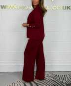 🖤Gold Button Soft Knit Trouser Co-Ord