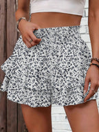 Solid Color Stretch Waist Layered Short Skirt