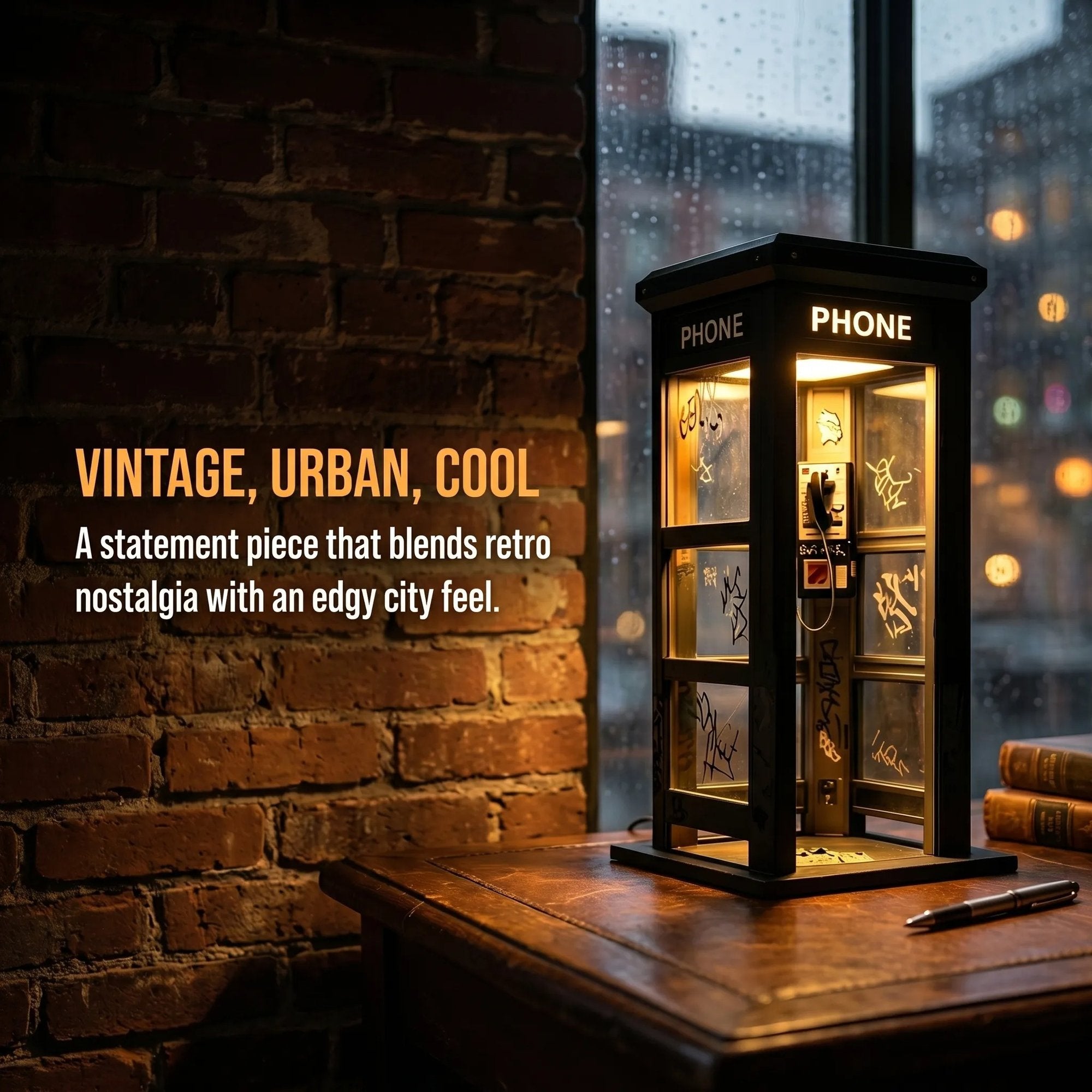 📞✨Vintage Phone Booth Ambient Lamp