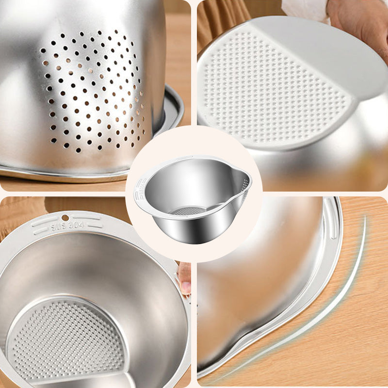 Multi-functional Cutting and Draining SUS 304 Bowl