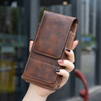 ⚡Waist Belt Cell Phone Pouch 📱 Multi-Pocket Leather Holster with Card Holder