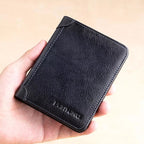 Minimalist RFID Blocking Leather Wallet for Men – Ultra-Thin, Genuine Top-Layer Cowhide, Short Design for Everyday Carry