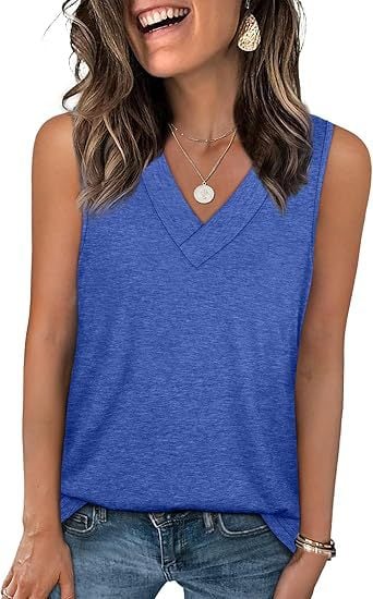 ✨Women's Sleeveless V-Neck Slimming Loose Fit Casual Tank Top