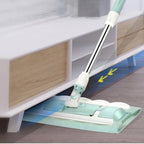 Flat Mop with Stainless Steel Handle, come with Reusable Washable Mop Cloths