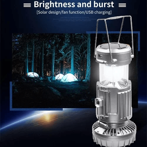 Portable Stretchable Solar Lithium Battery Electric Fan + Emergency Light