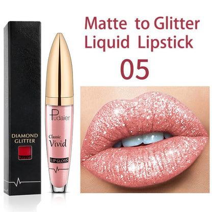 Flash Sale：Buy 1 Get 1 Free!⚡Diamond Lip Gloss Matte To Glitter Liquid Lipstick Waterproof
