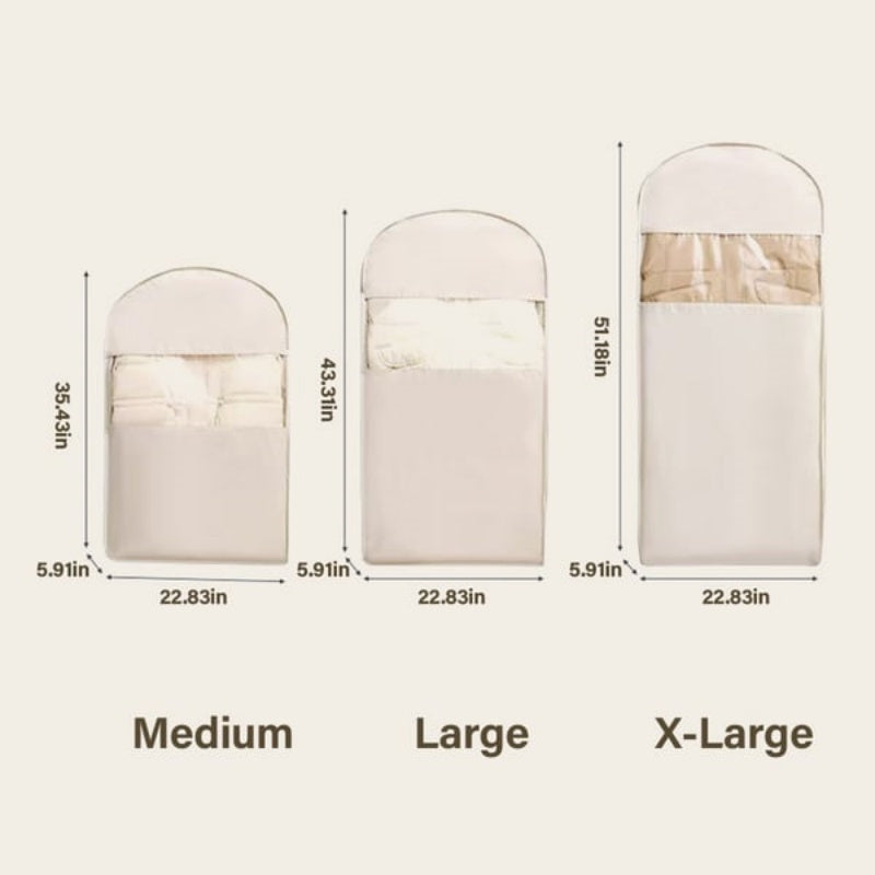 Space Saving Hanging Garment Bag with Self Compression Zipper