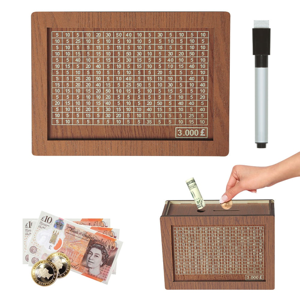 🔥Retro Style Wooden Money Box with Counter Piggy Bank Handmade Saving Money Goal Piggy Bank