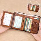 Minimalist RFID Blocking Leather Wallet for Men – Ultra-Thin, Genuine Top-Layer Cowhide, Short Design for Everyday Carry