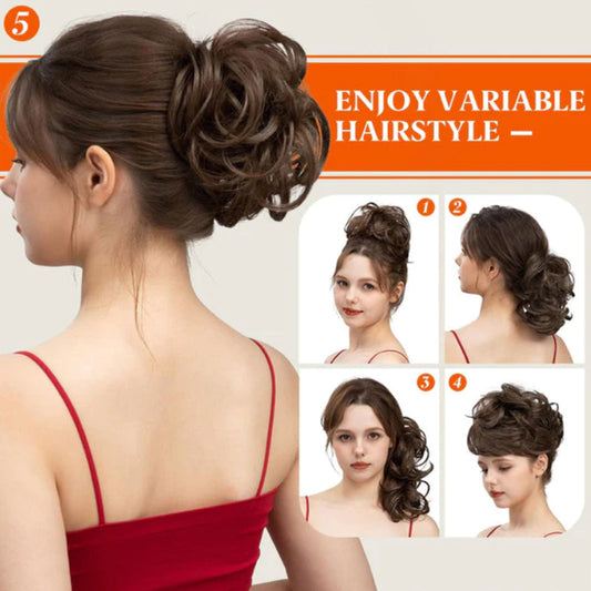 ✨ Clip-In Messy Side Comb Hair Bun – Instant Voluminous Updo, Heat Resistant 🎀